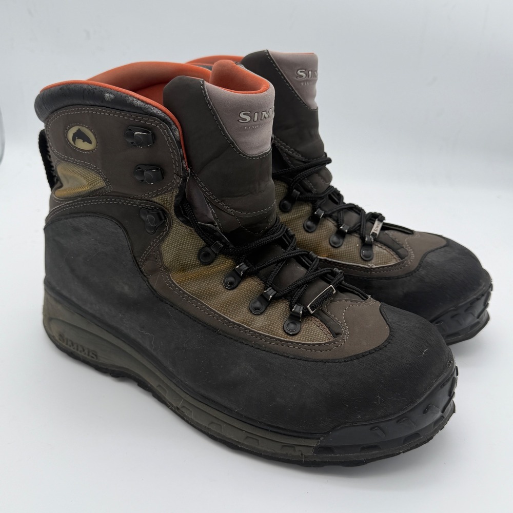 Simms G3 Guide Wading Boots Mens 13 Brown Grey Vibram Sole Fishing 29512-00